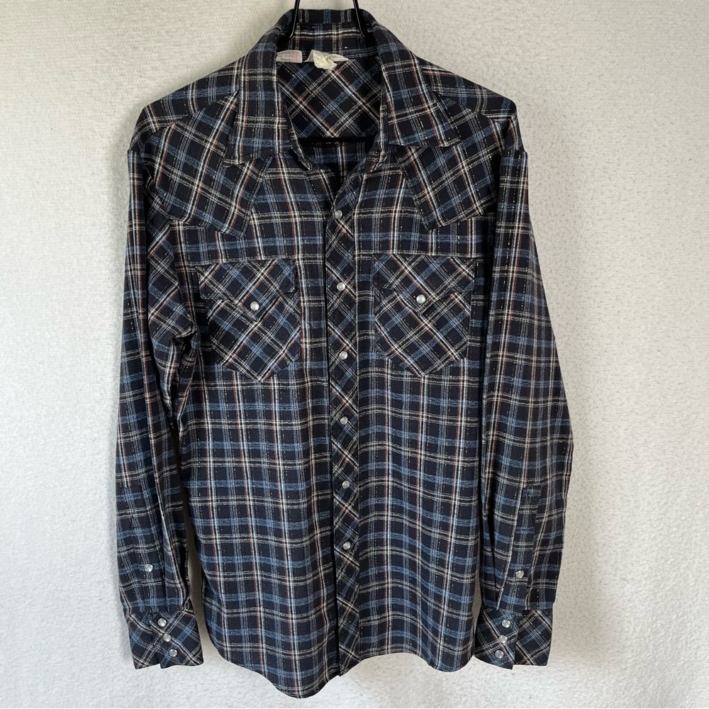 Vintage Rocking K Ranchwear Mens M Pearl Snap Western Rodeo Plaid Cowboy Shirt
